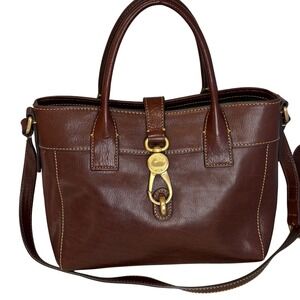 Dooney Bourke Florentine Vacchetta Satchel Brown Leather Crossbody